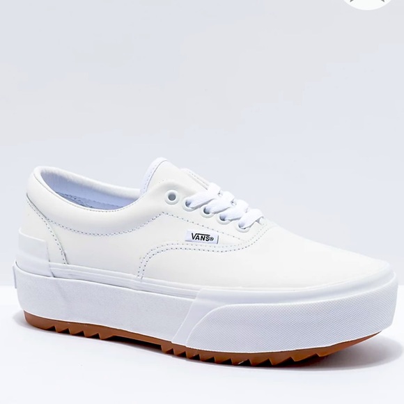 Vans Shoes - Vans Era Stacked Leather White Platform Shoes